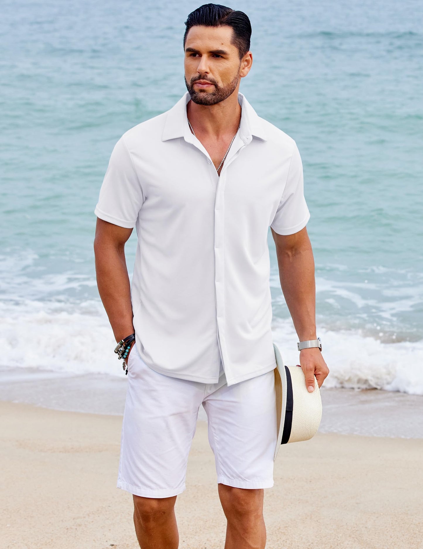 COOFANDY Men's Short Sleeve Dress Shirt