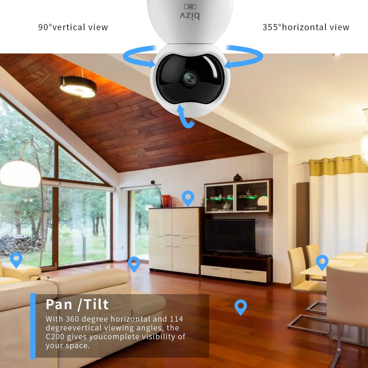 2K HD Pan/Tilt Indoor Security Camera with Audio