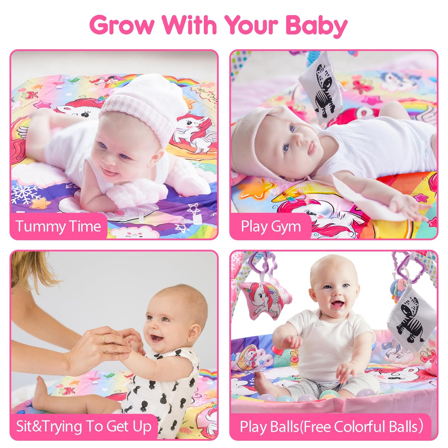 BATTOP Baby Play Mat with Rattle Toys & Ball Pit