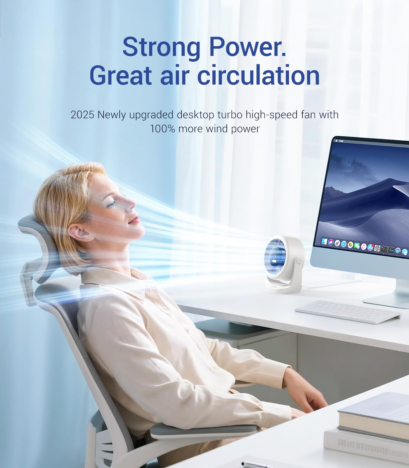 Ultra-Quiet Mini Desk Fan with LED Display