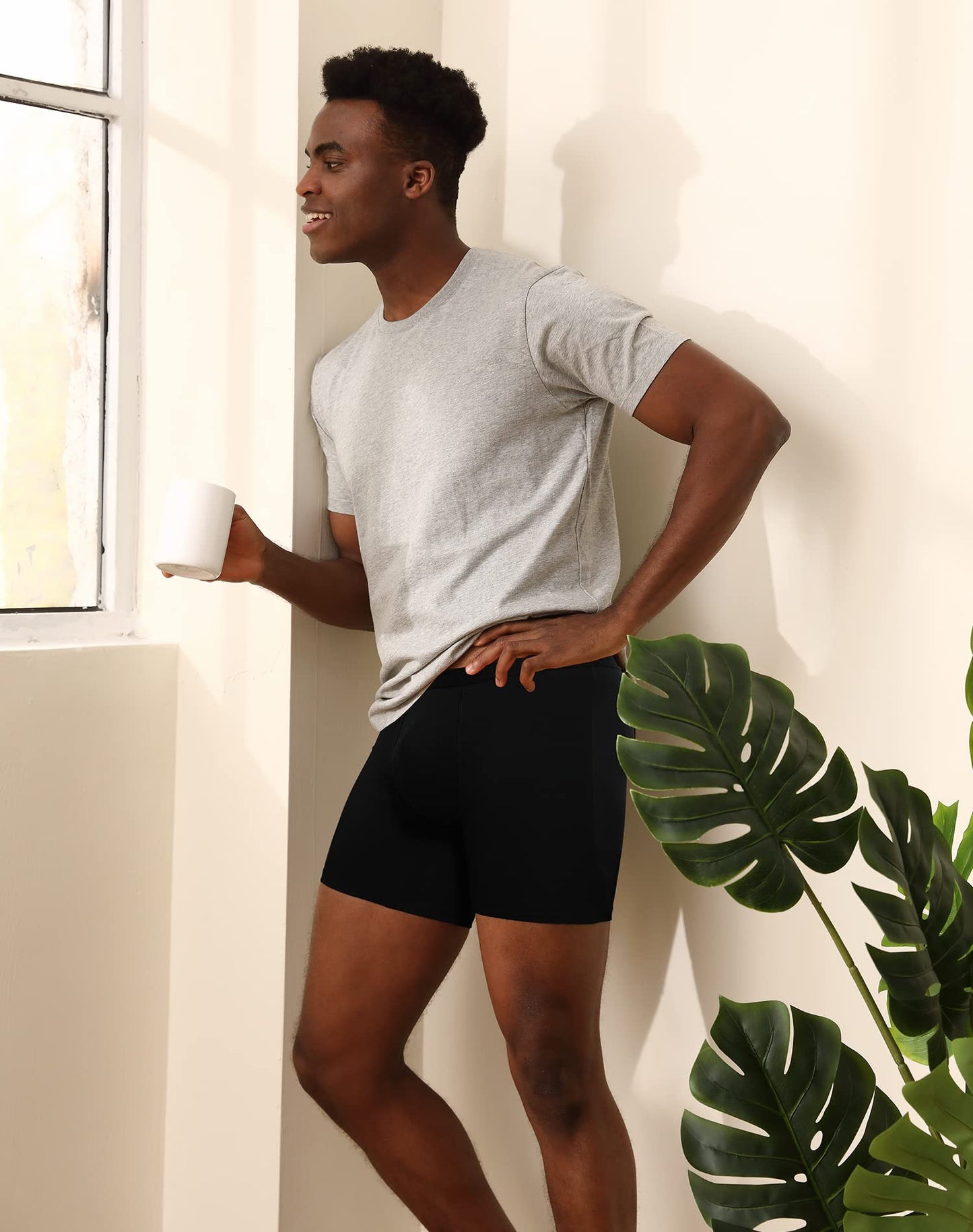 INNERSY Men's Cotton Boxer Briefs Soft Colorful Stylish Stretchy Underwear 4-Pack(Black,Small)