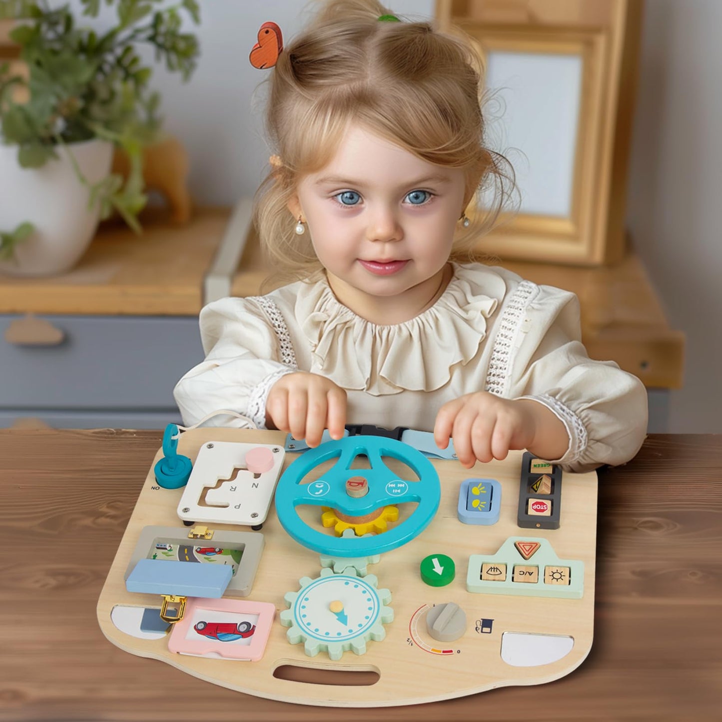 Montessori Busy Board for Toddler Sensory Skills