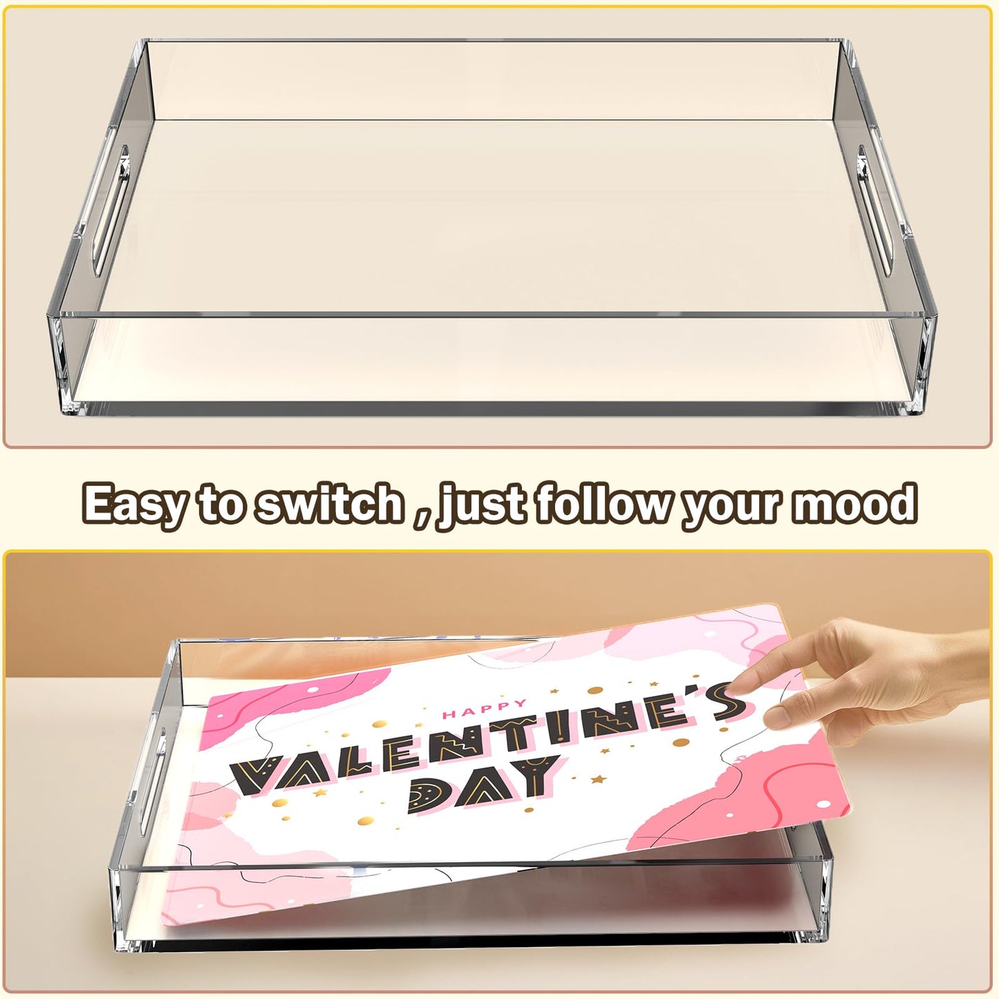 Acrylic Serving Tray with Handles by Qdetak