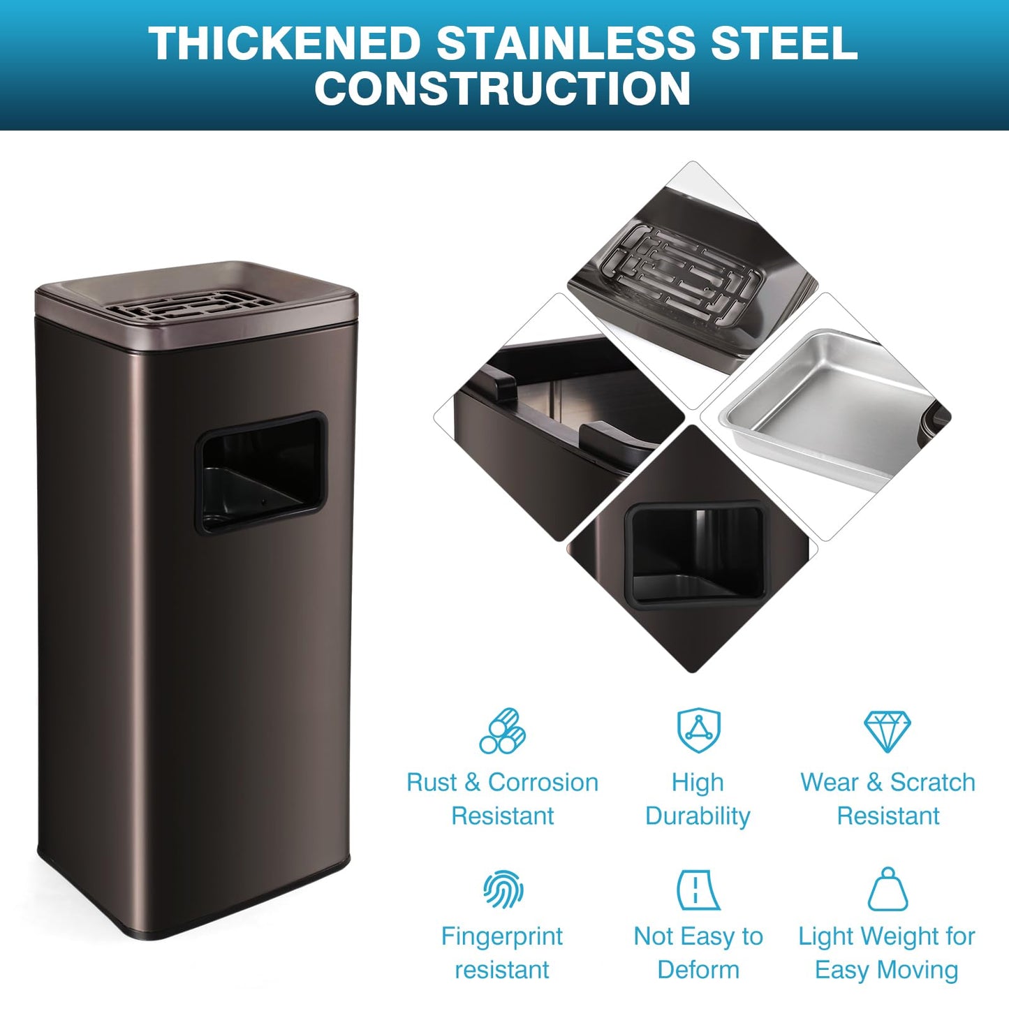 IRONWALLS Stainless Steel Outdoor Trash Can with Lid