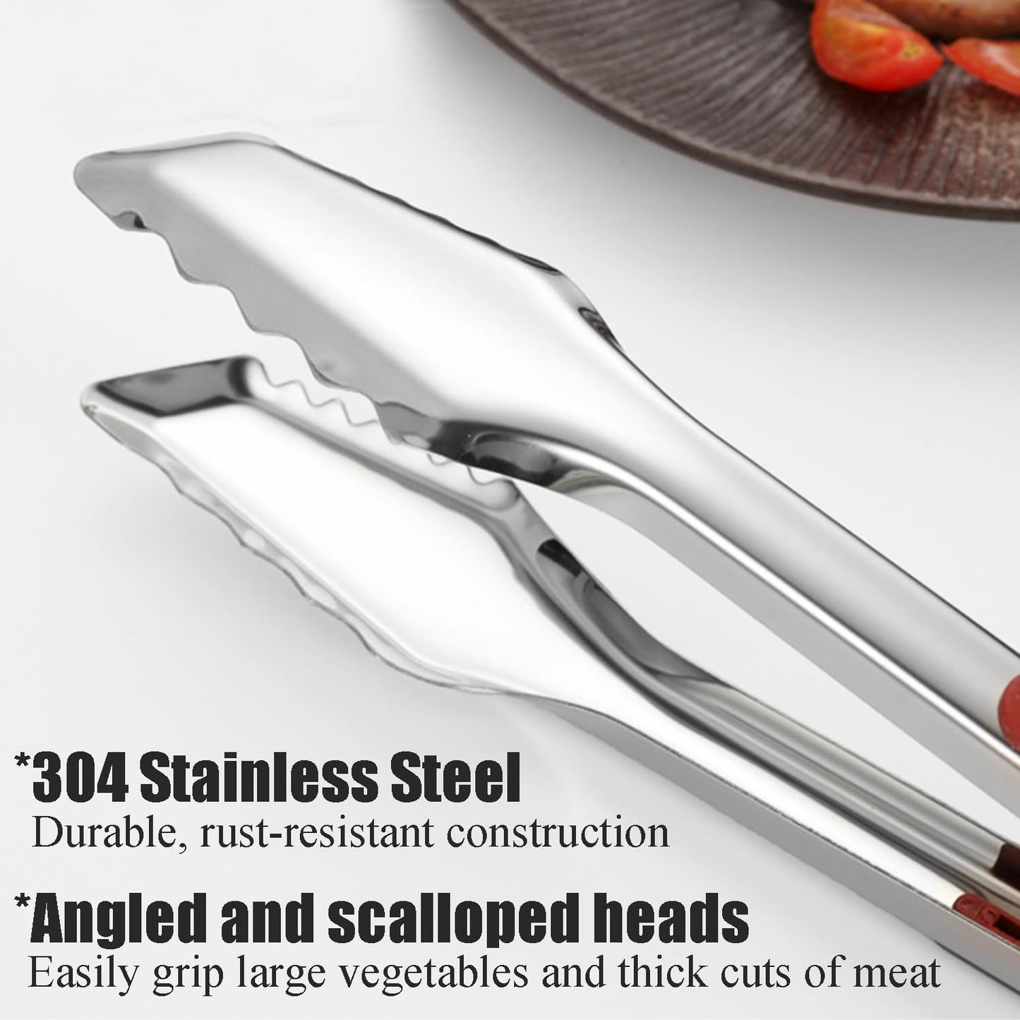 2 Pack Stainless Steel Grilling Tongs for Cooking