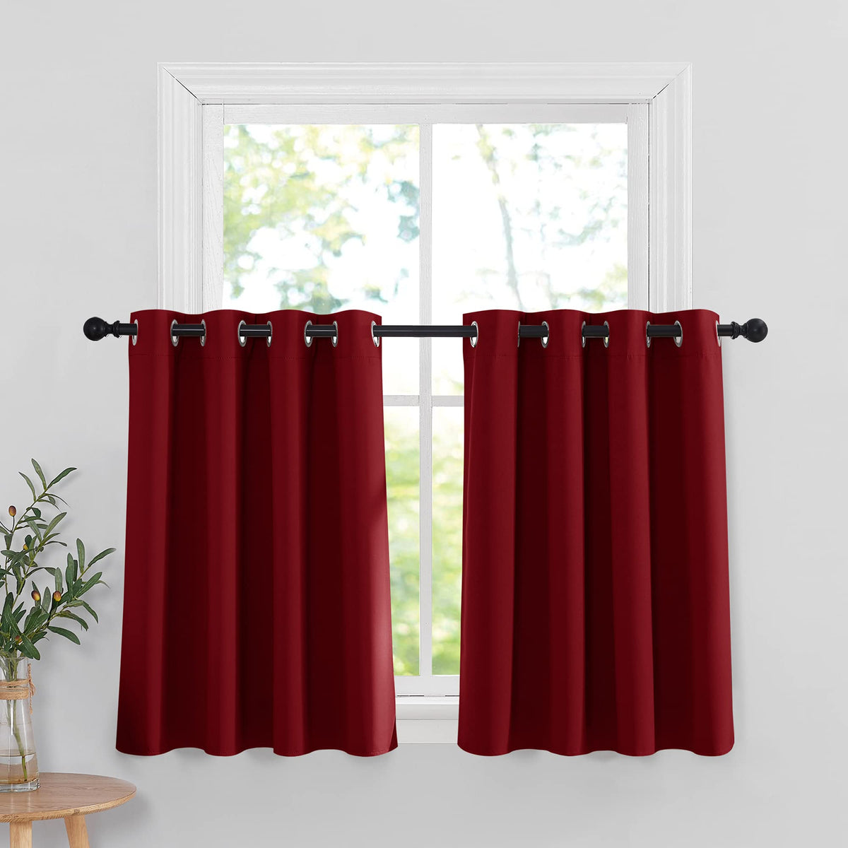 2 Pack Blackout Kitchen Window Curtain Tiers