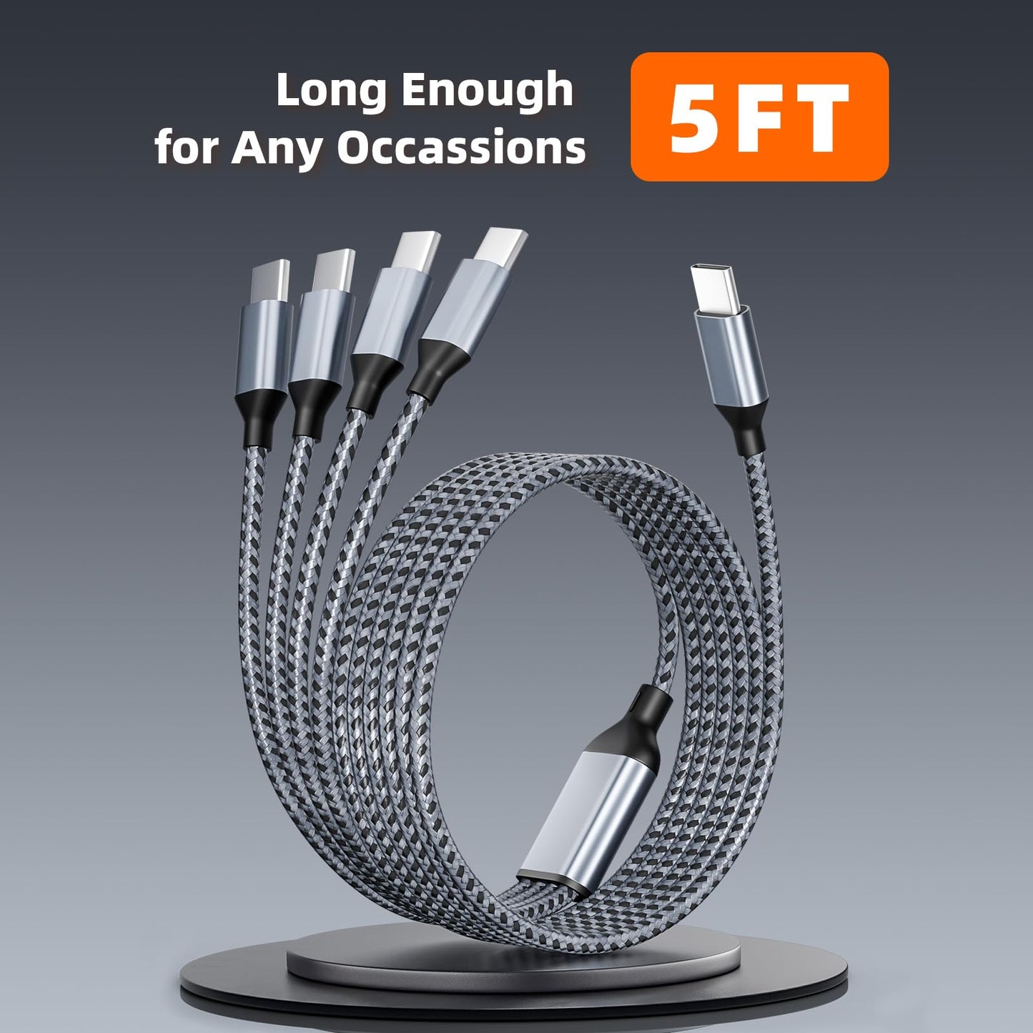 5FT USB C Multi Charging Cable by MPATIBY