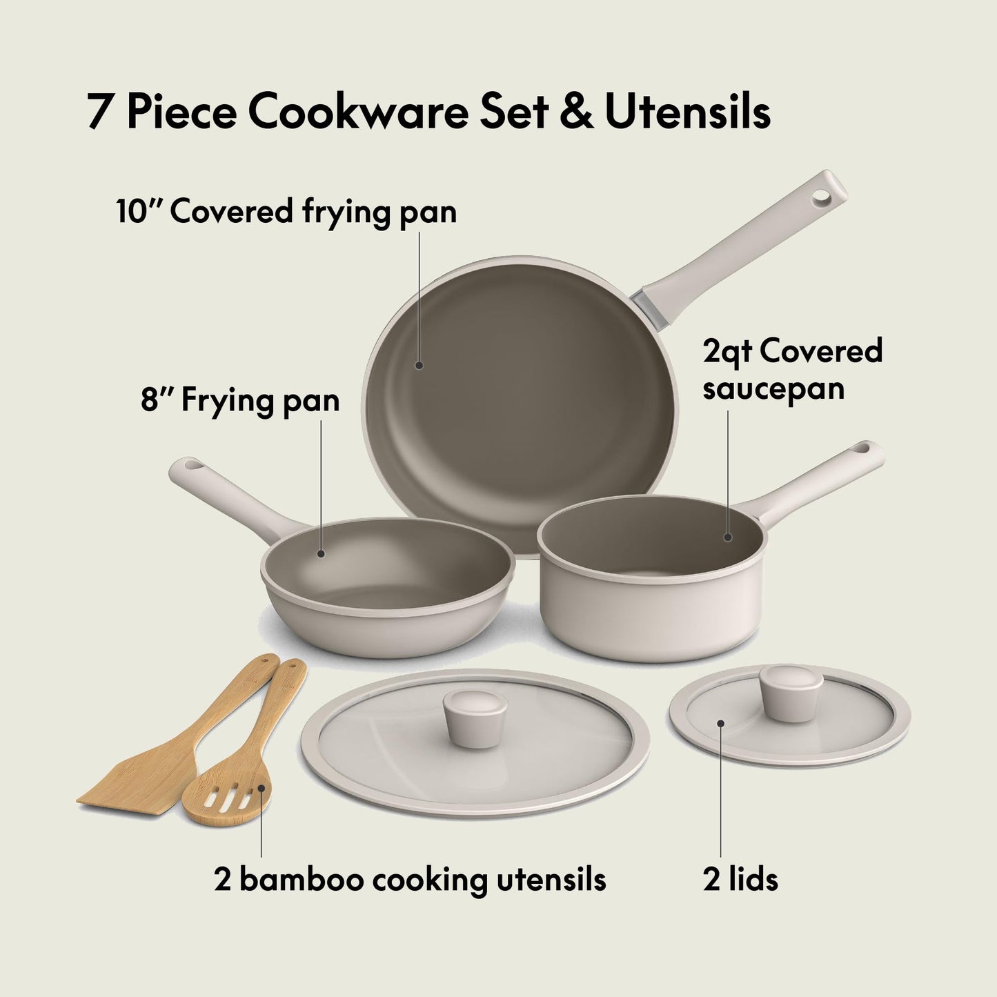 BELLA 7-Piece Nonstick Cookware Set with Lids
