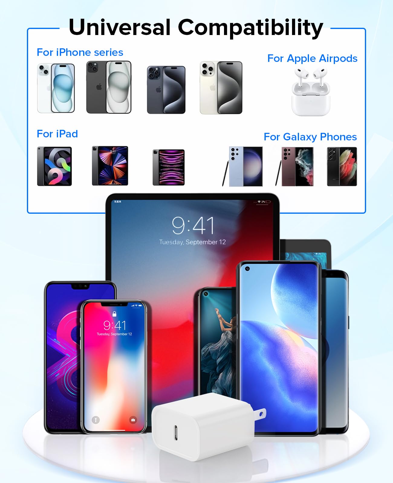 iPhone 15 Charger Fast Charging, iPad Charger 2Pack 20W USB C Fast Wall Charger with 6ft Type C to C Cable for iPhone 15/15 Plus/15 Pro/15 Pro Max/iPad 10/iPad Mini 6/iPad Air5/iPad Pro/AirPods Pro