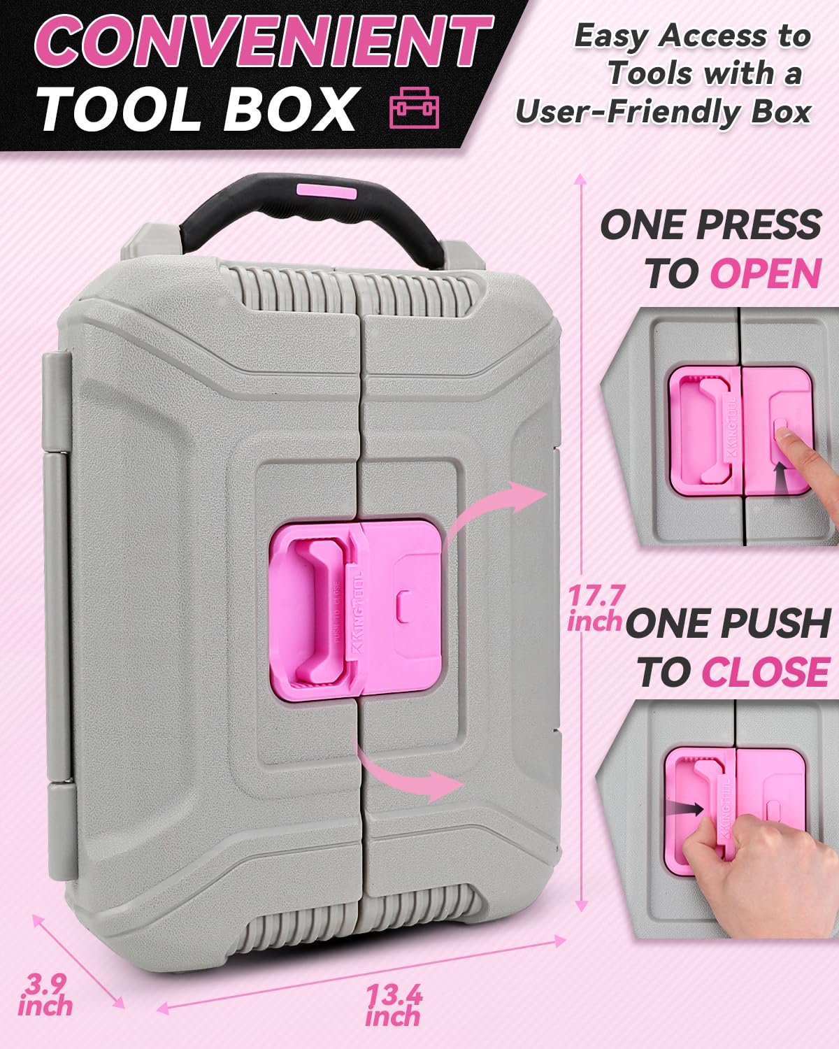KingTool 219-Piece Pink Tool Kit with Drill
