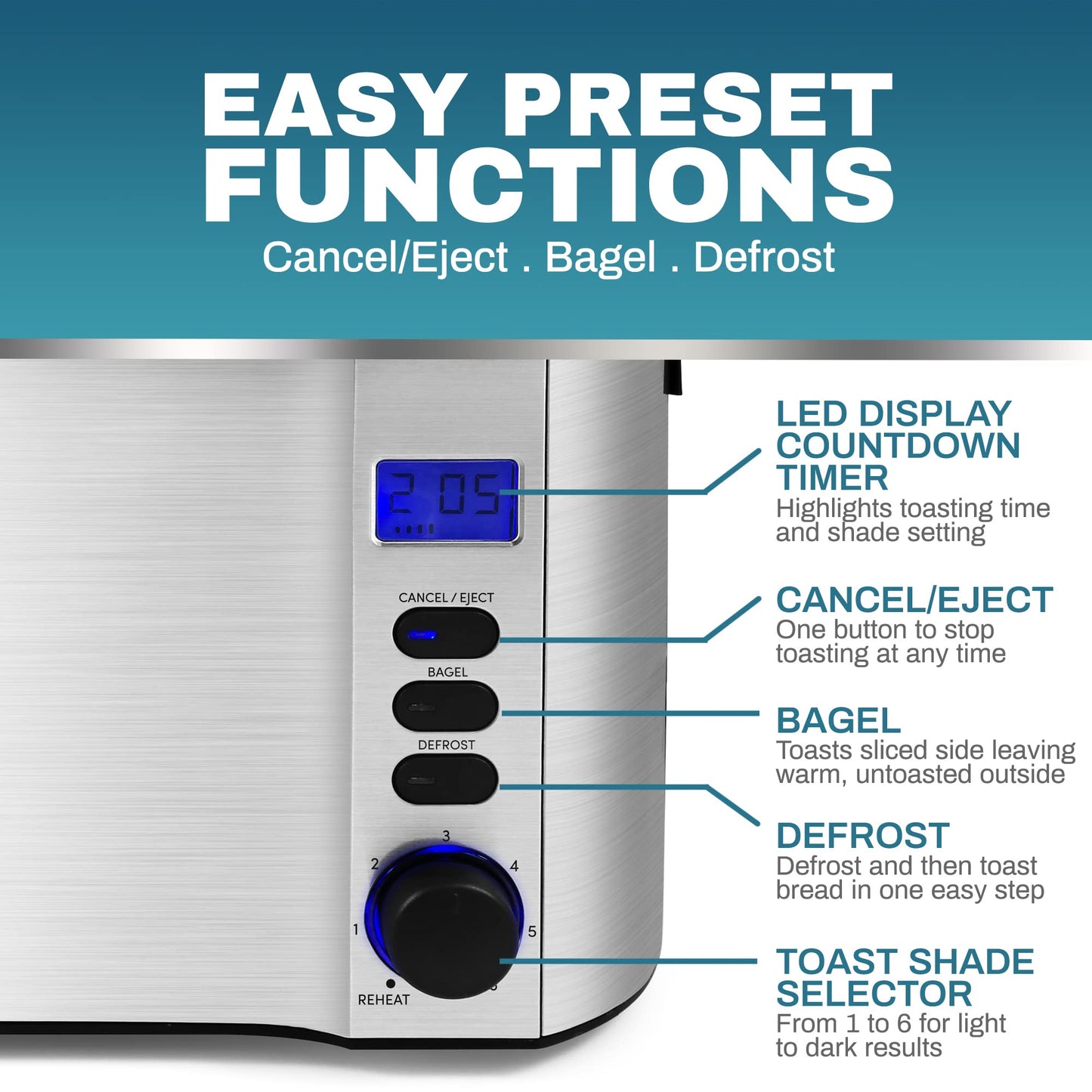 Elite Gourmet 4-Slice Toaster with Warming Rack