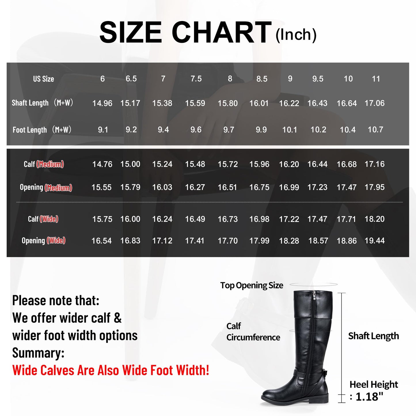 Jeossy Women's Wide Calf Knee High Boots