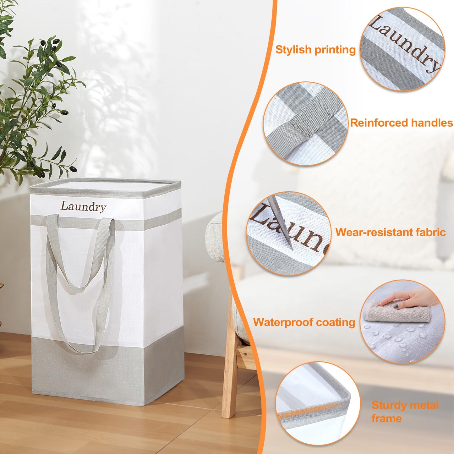 2 Pack Laundry Basket with Easy Carry Handles