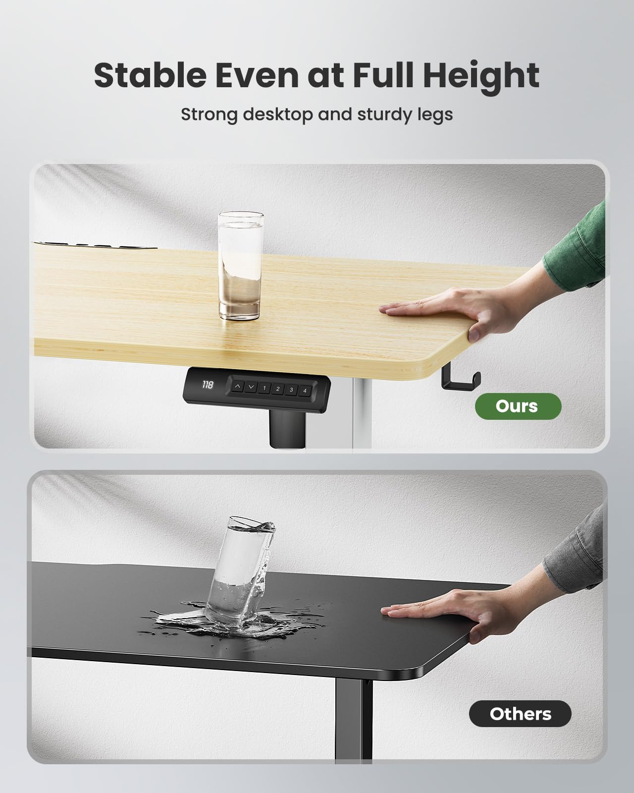 Marsail Electric Standing Desk with LED Lighting