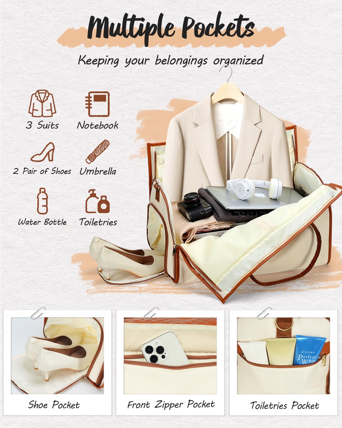 Convertible Travel Garment Bag with Shoe Compartment