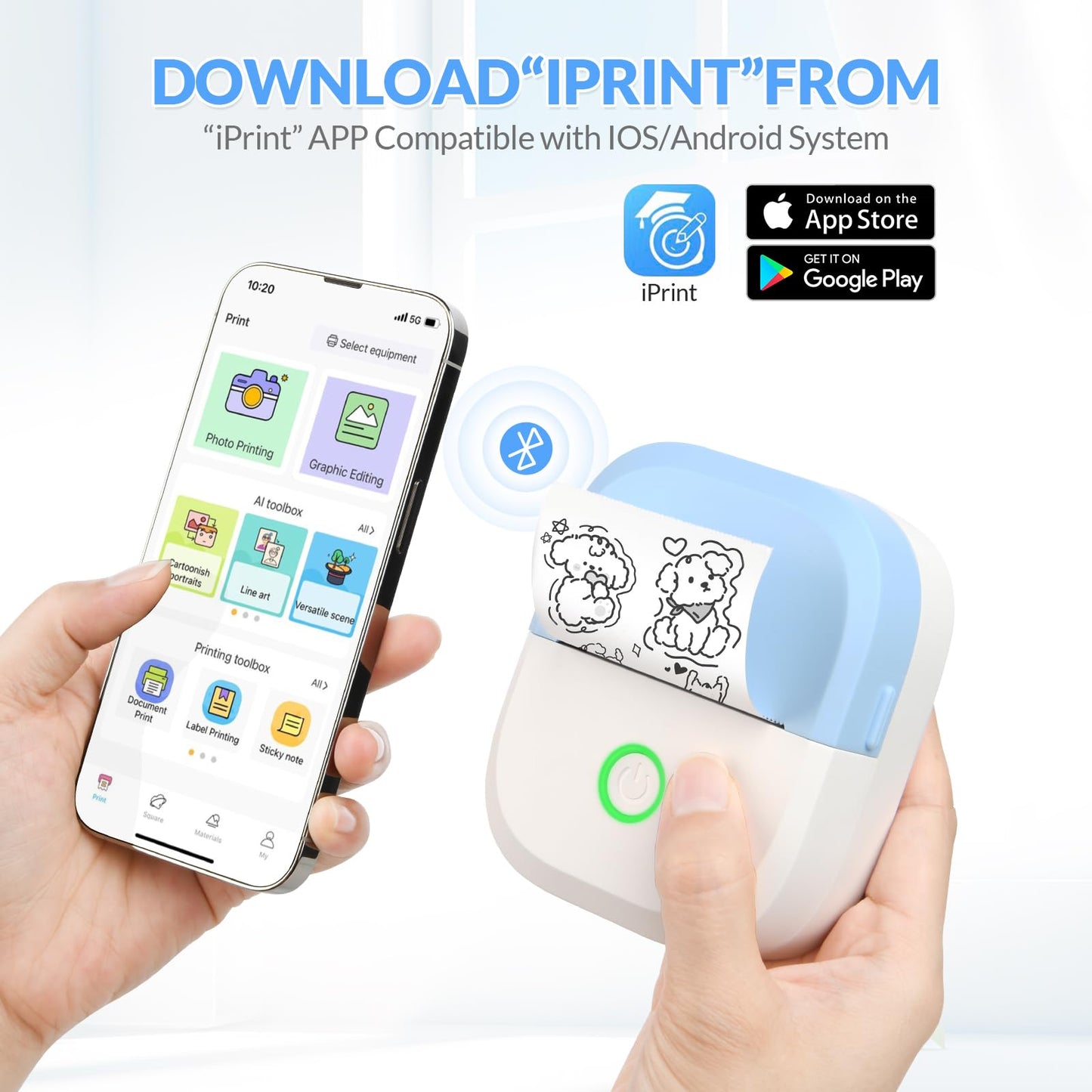 Mini Wireless Bluetooth Sticker Printer for Photos