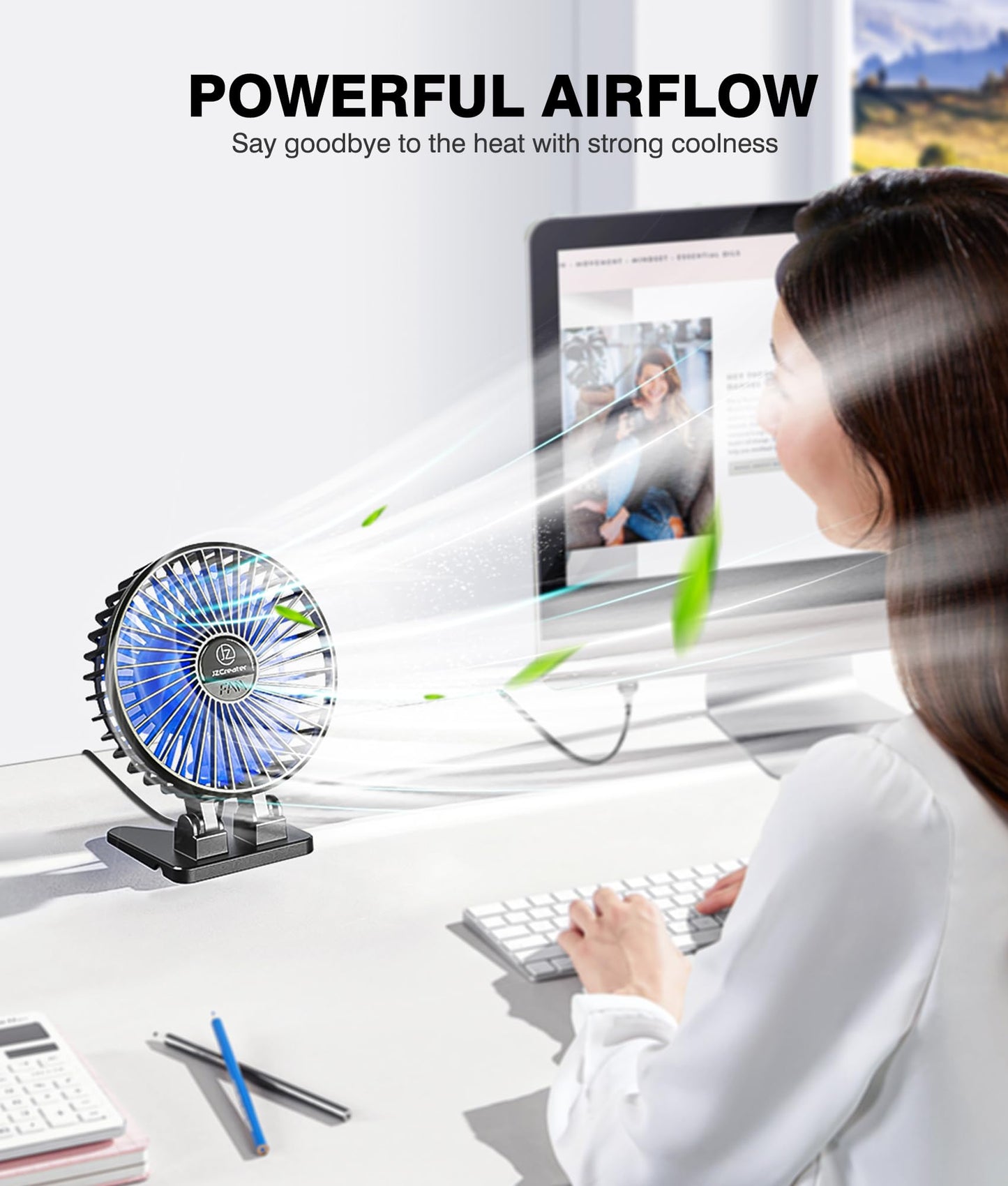 Mini Portable USB Desk Fan with 3 Speeds