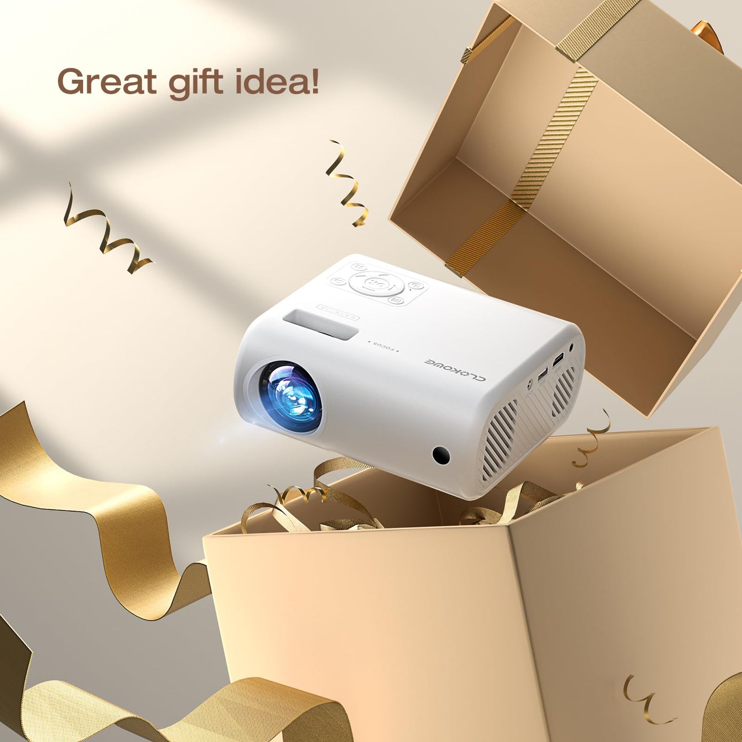 CLOKOWE Portable Mini Projector with 1080P Resolution