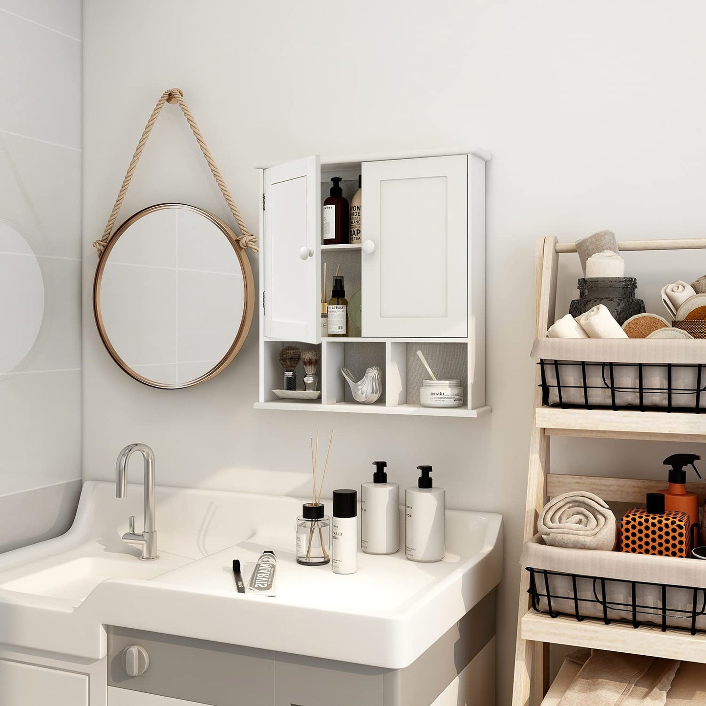Bathroom Wall Cabinet with Adjustable Shelves