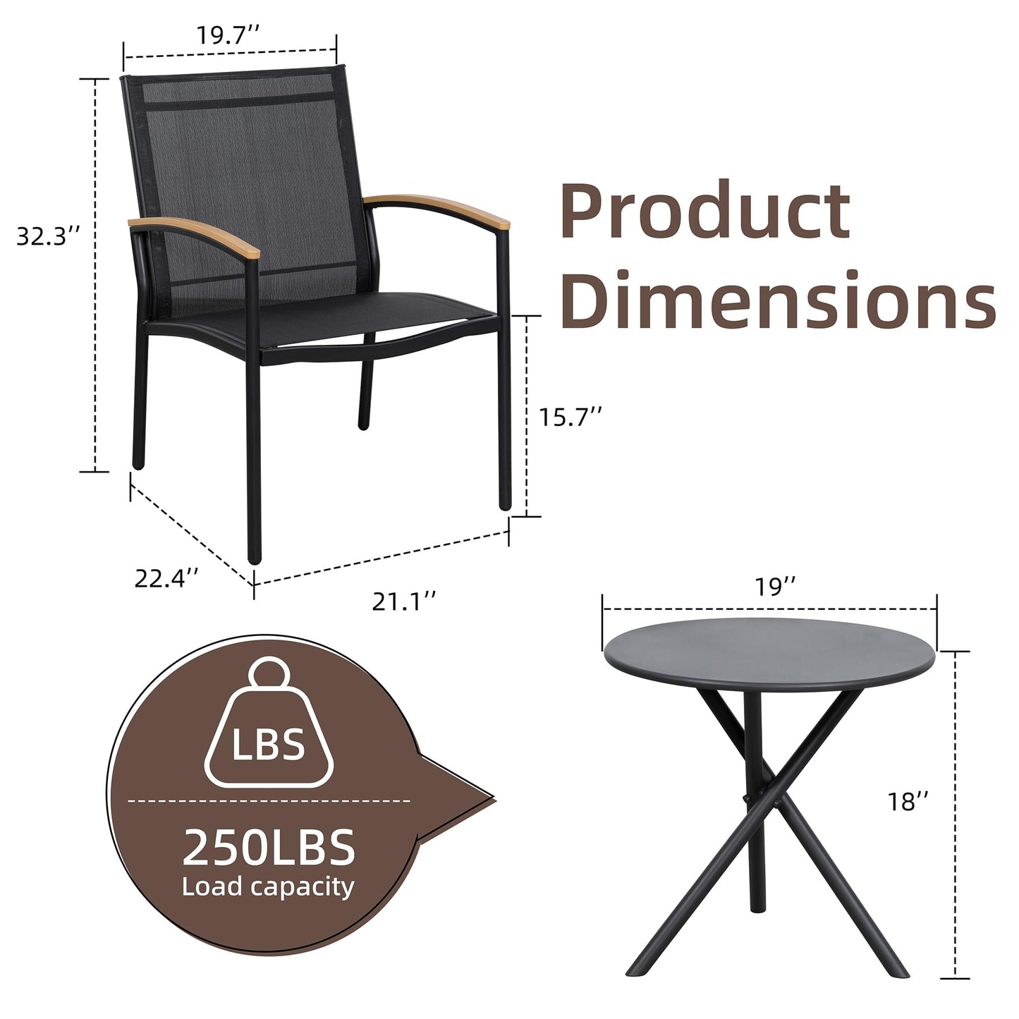 3-Piece Shintenchi Patio Bistro Set for Outdoors