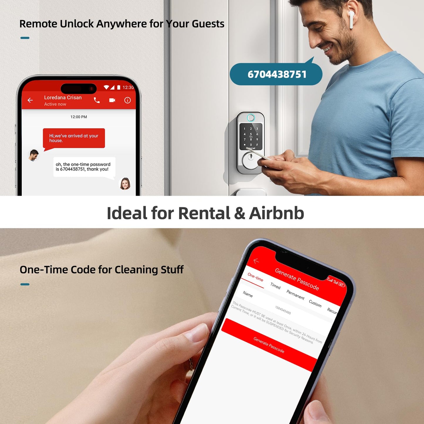 Smart WiFi Deadbolt Lock with Fingerprint Access