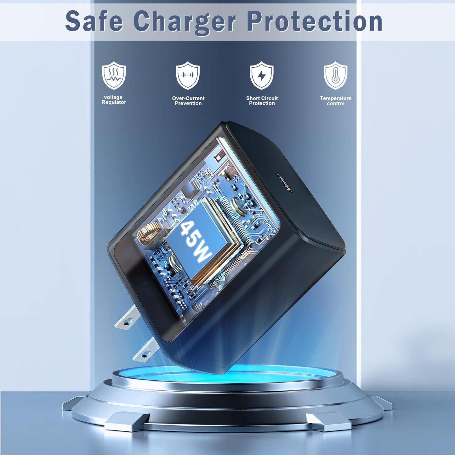 45W Fast Charger with 6FT USB C Cable 2Pack