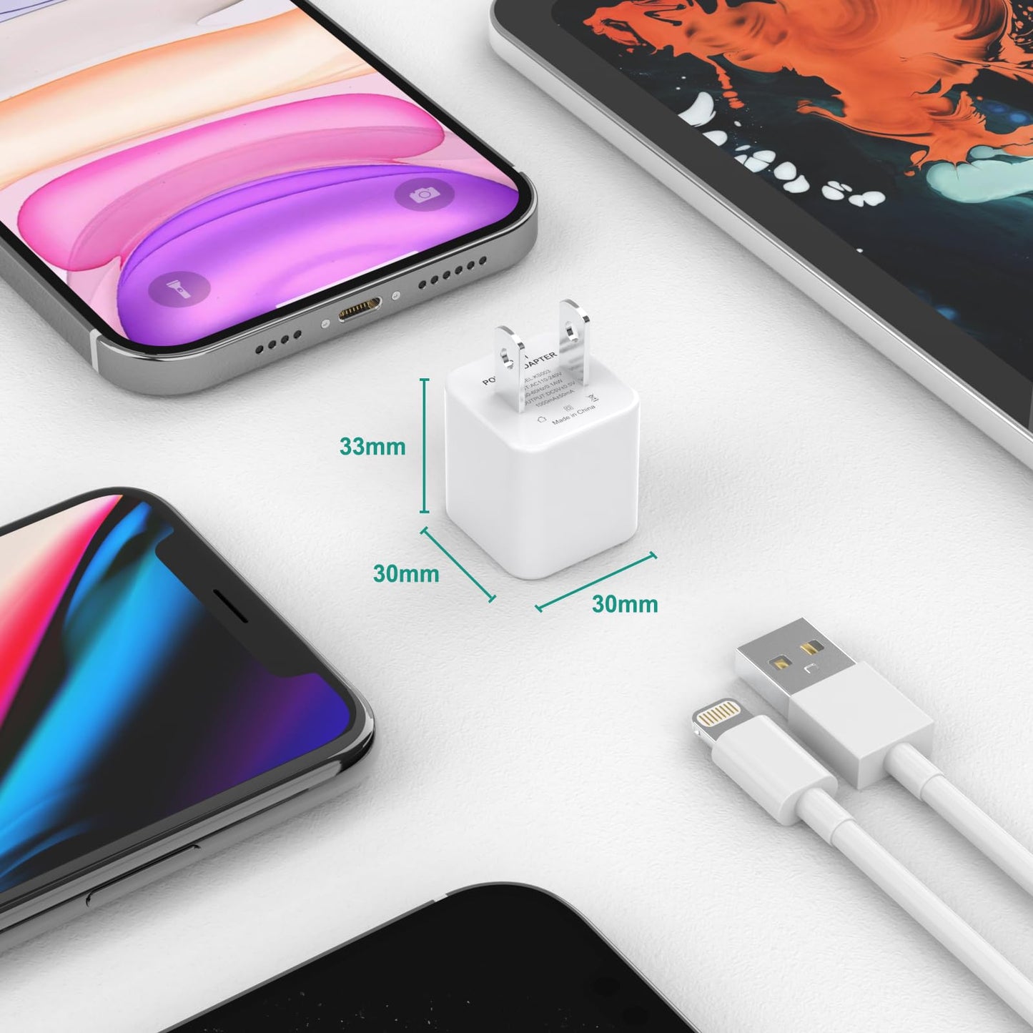 iPhone Charger Cable 3-Pack with Wall Adapter
