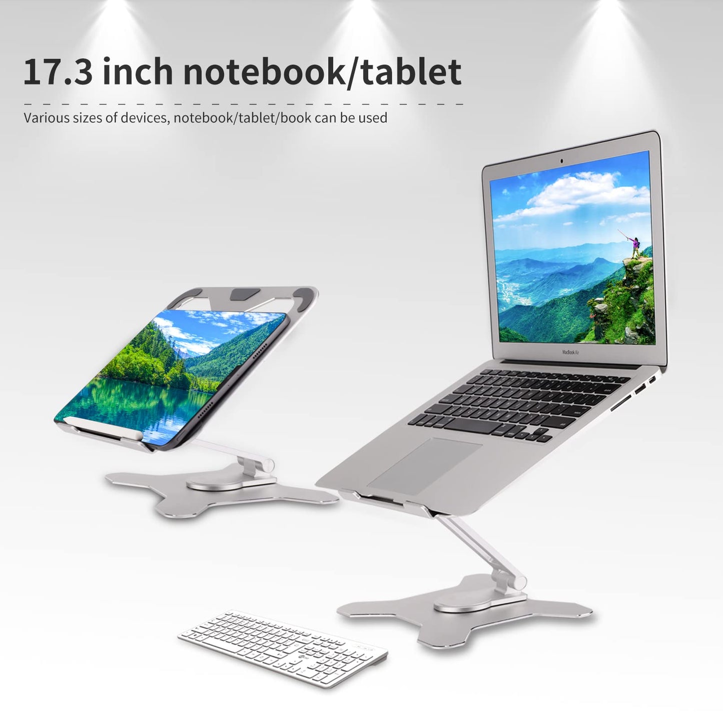 BFSGSGMR Rotatable Laptop Stand, Heat Dissipation Laptop Lifting Rack, Ergonomic Laptop Bracket, Suitable for laptops up to 17.3 inches, Compatible with MacBook Pro/Air, laptops, etc (Silver)