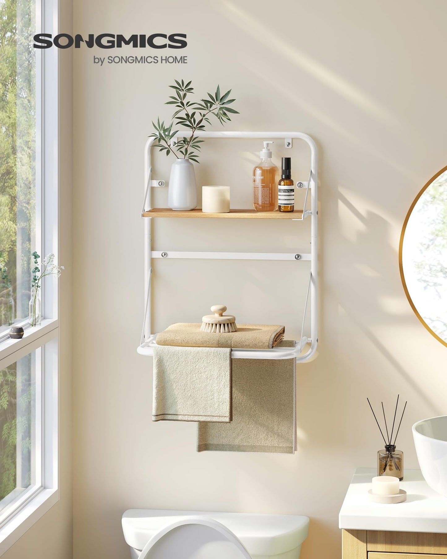 SONGMICS Wall-Mounted Clothing Drying Rack