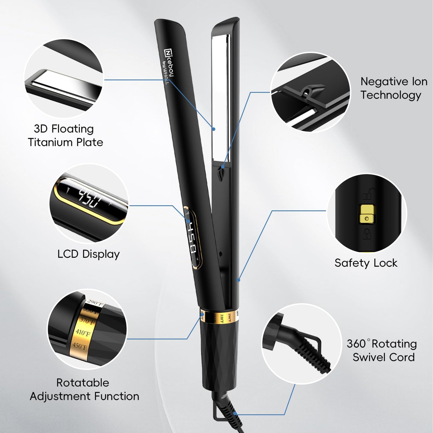 Nicebay Titanium Hair Straightener and Curler