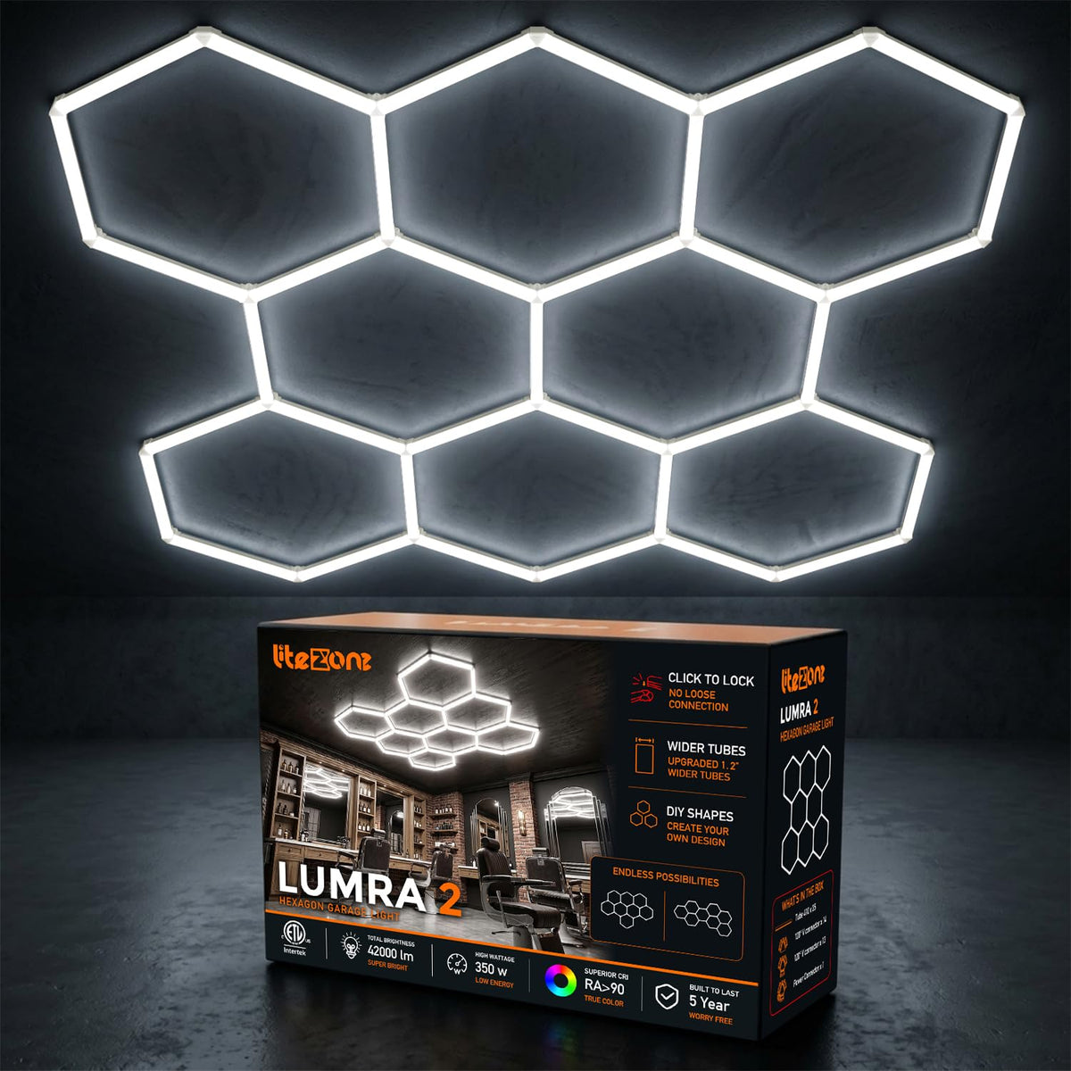 8 Panel Hexagon LED Garage Light System