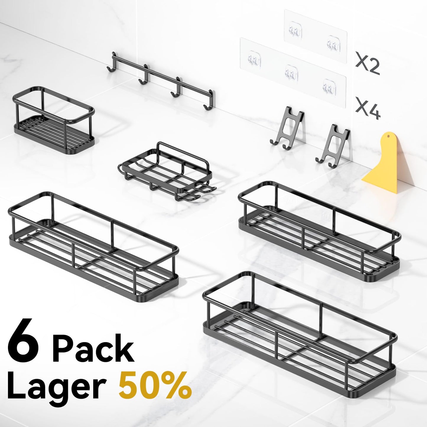 6 Pack Shower Caddy Organizer with Hooks