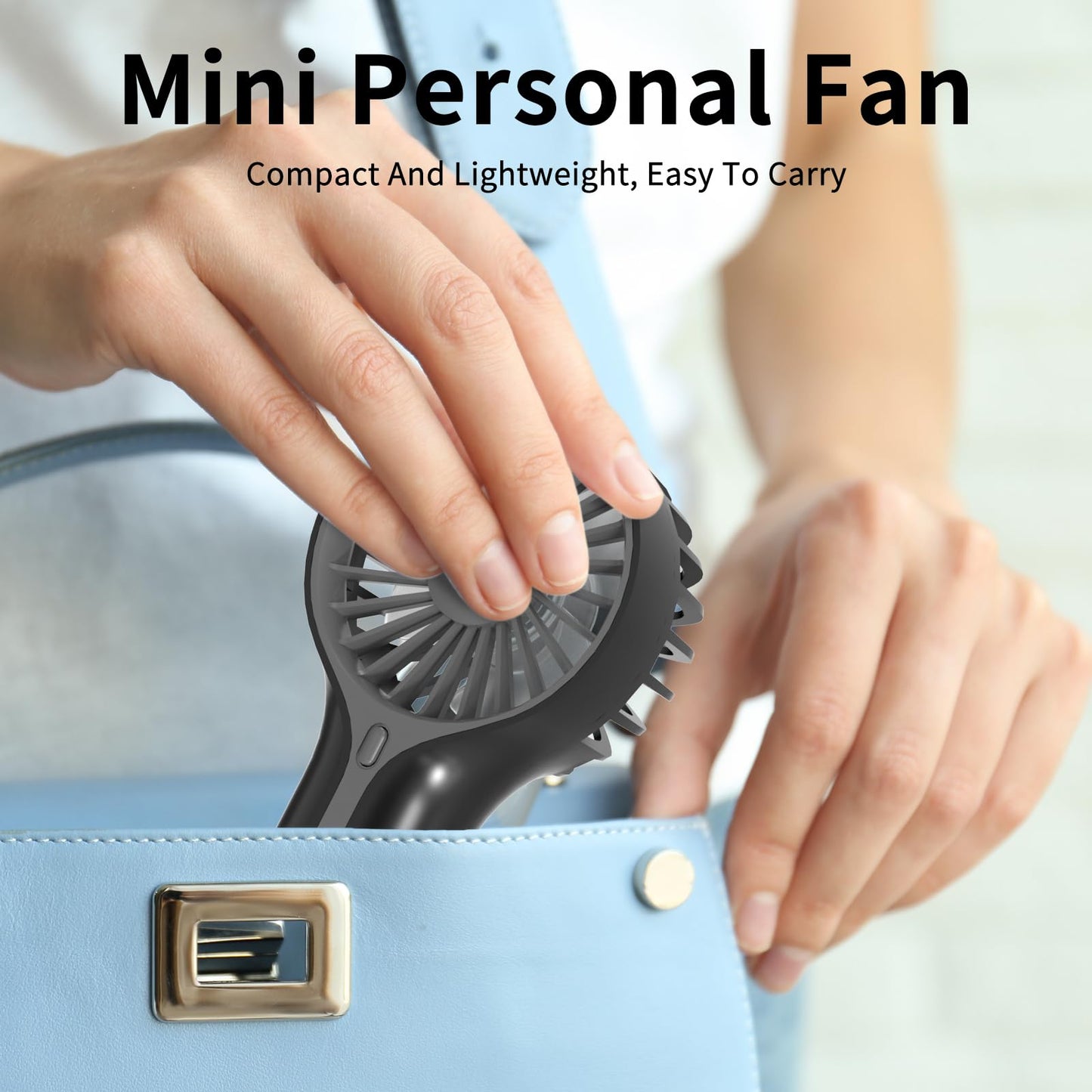 BDXXJ Mini Personal Fan Handheld, Small Portable Handheld Fan, Battery Operated, USB Rechargeable Face Makeup Lashes Desk Fan with Base, for Kids, Girls, Women, Men, Indoor, Outdoor Travelling, Black