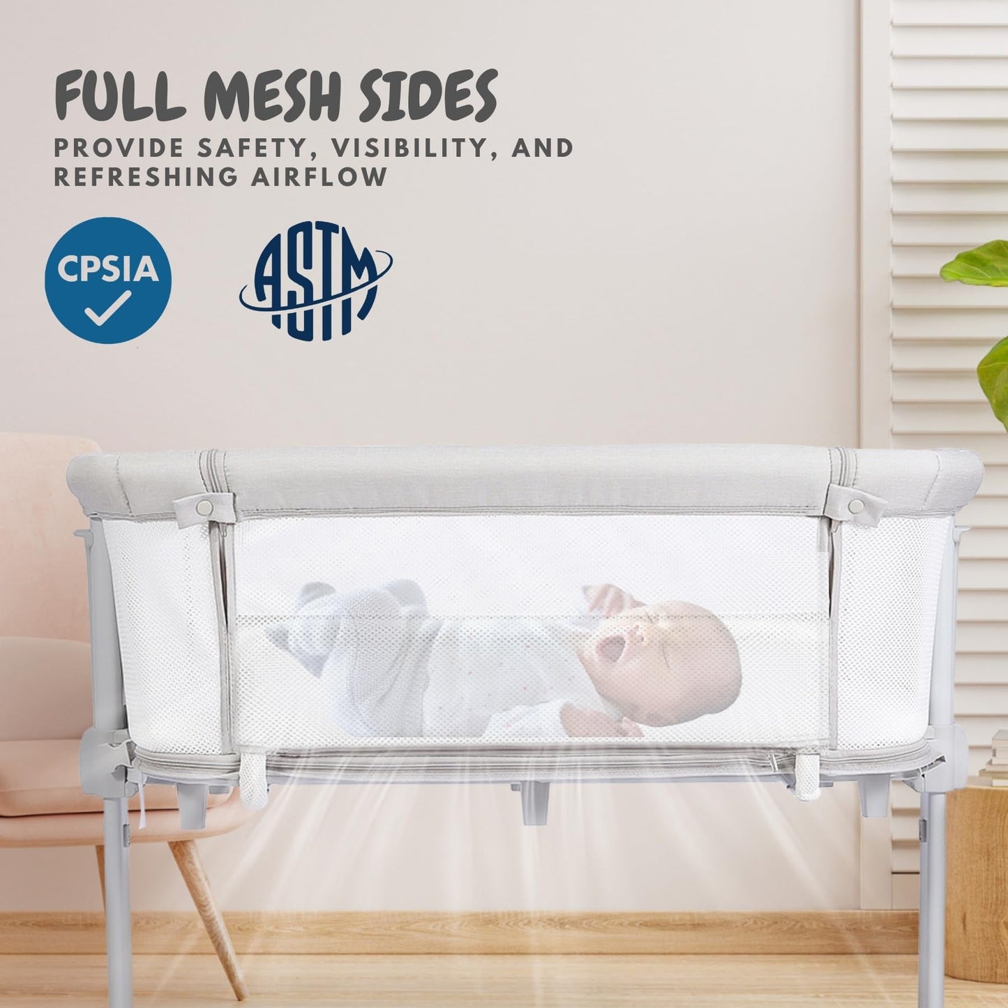 Baby Bassinet Bedside Sleeper with Adjustable Height