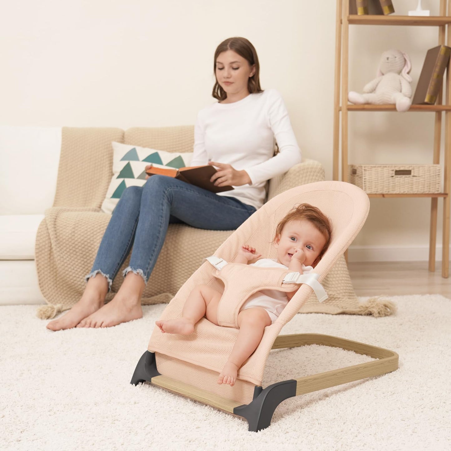 ANGELBLISS Portable Baby Bouncer with Natural Vibrations