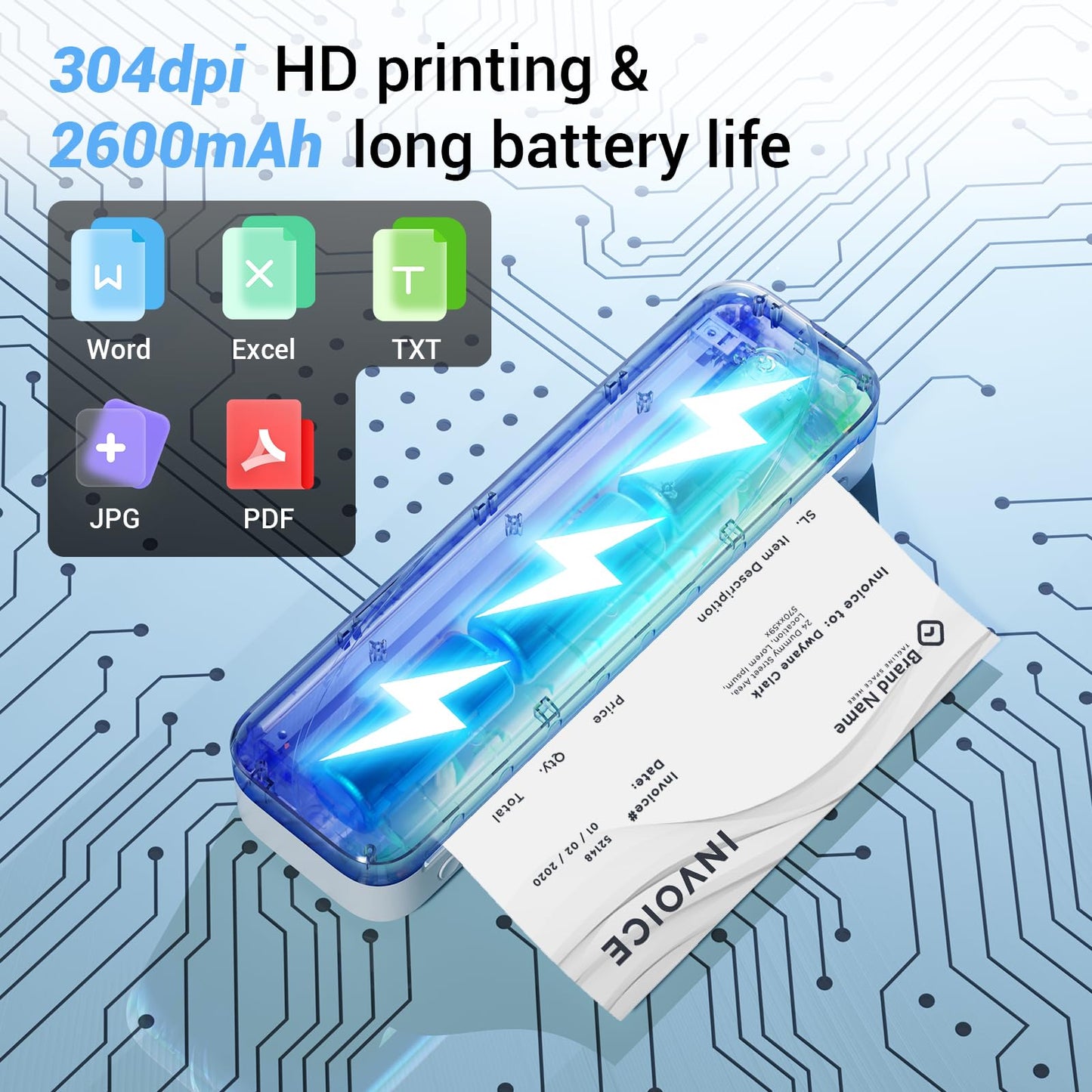 Phomemo Portable Printers Wireless for Travel, M833 Bluetooth Thermal Printer Compatible with Phone & Laptop,Support 8.5'' x 11'' US Letter & A4, 300Dpi Inkless Mobile Printer for Office, Home, School