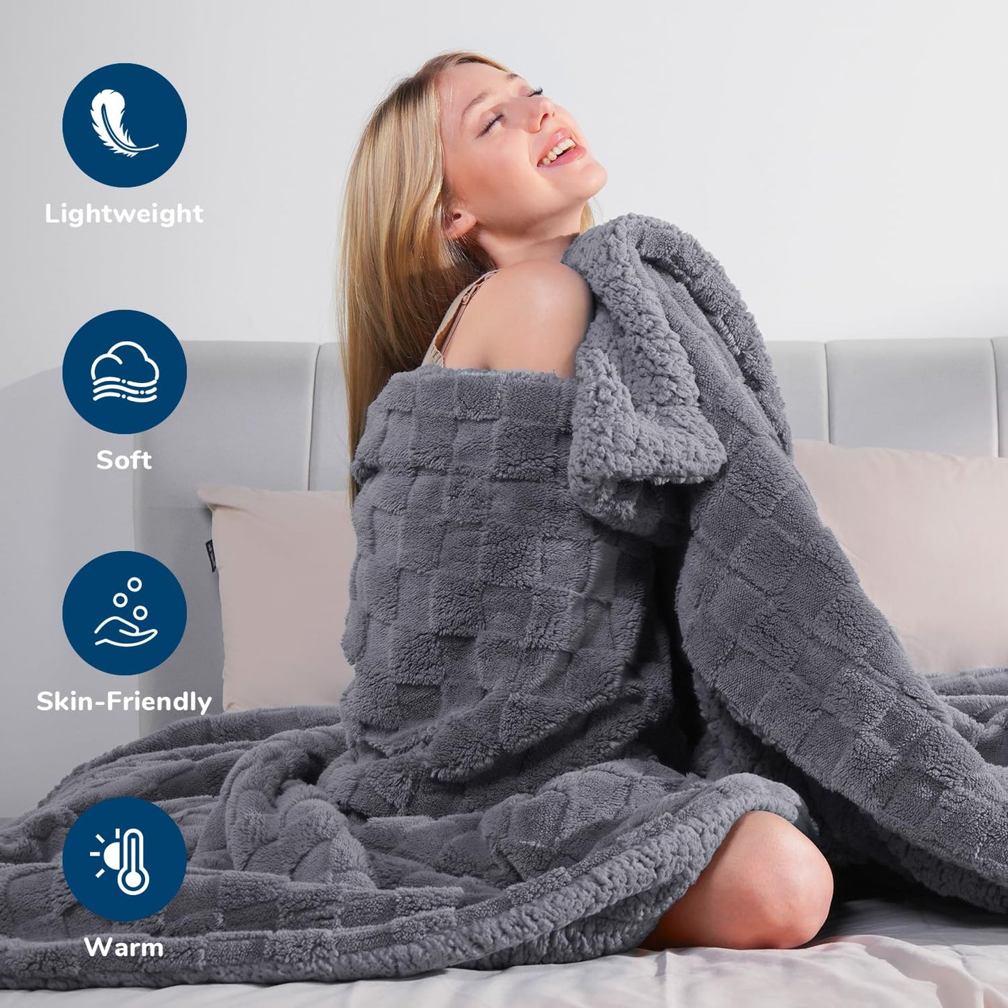 Cozy Gray Fleece Throw Blanket for All Seasons