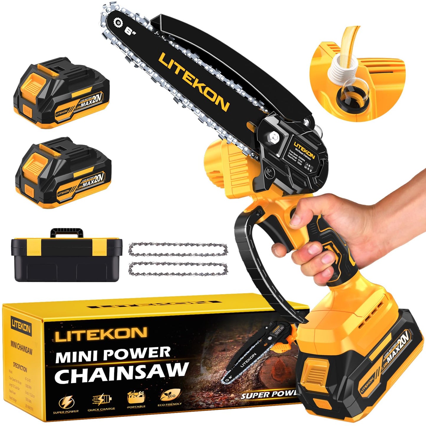 6 Inch Mini Electric Chainsaw with Batteries