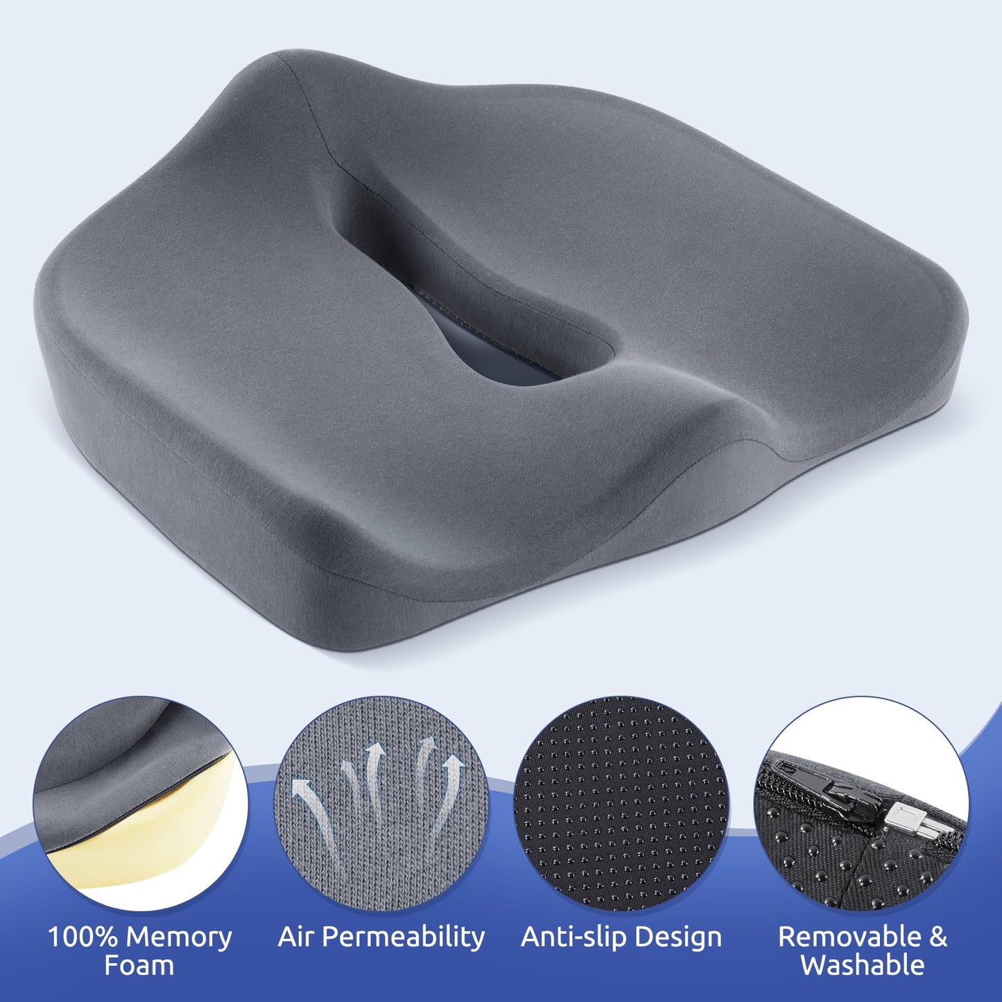 Ergonomic Memory Foam Seat Cushion for Comfort