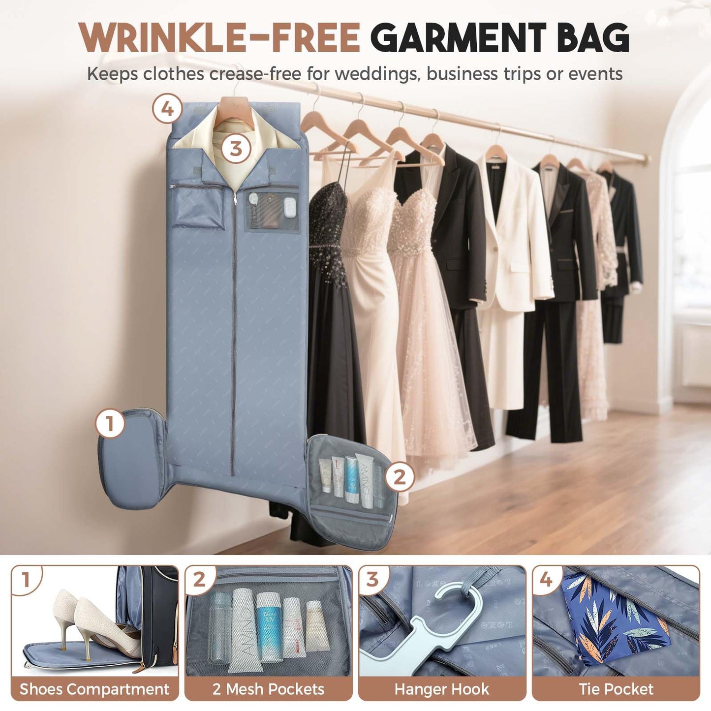 Convertible Travel Garment Duffle Bag Backpack