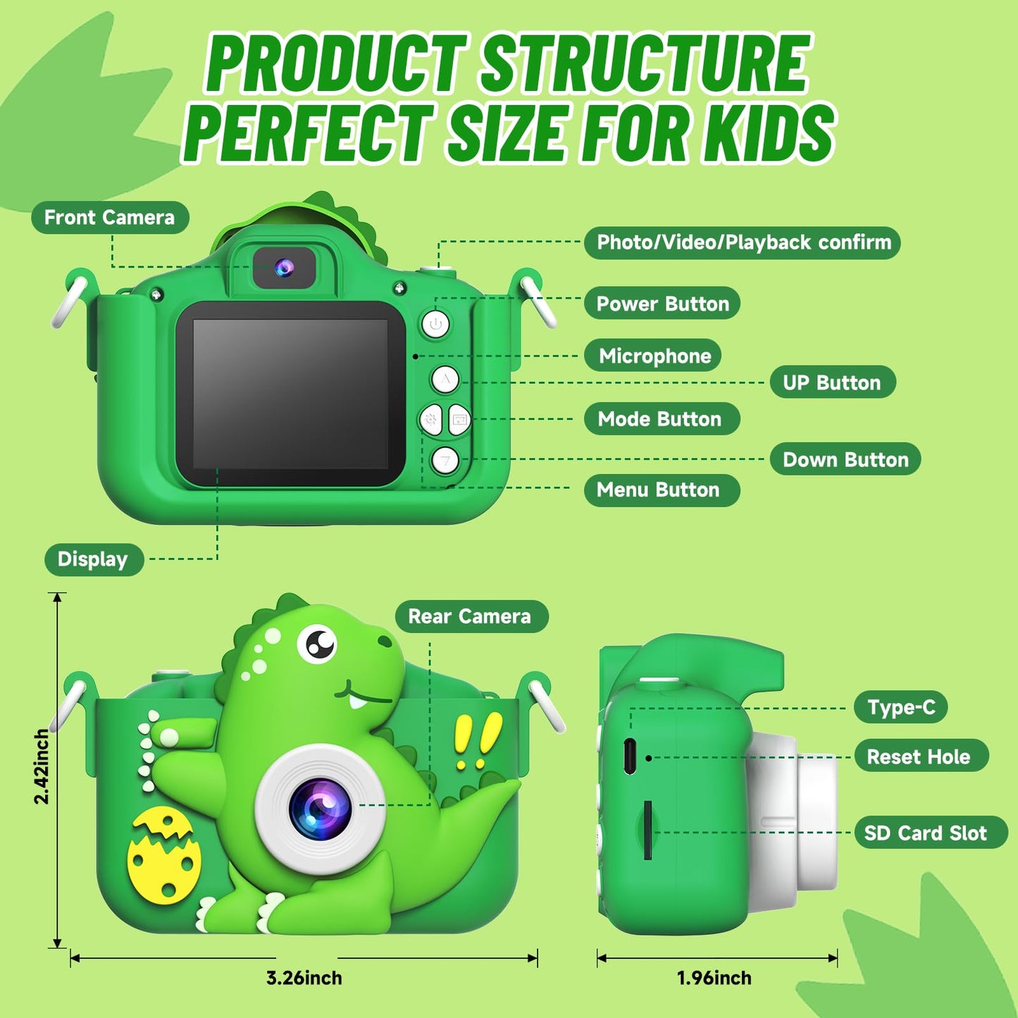 MindPal Kids 1080P HD Selfie Camera with SD Card