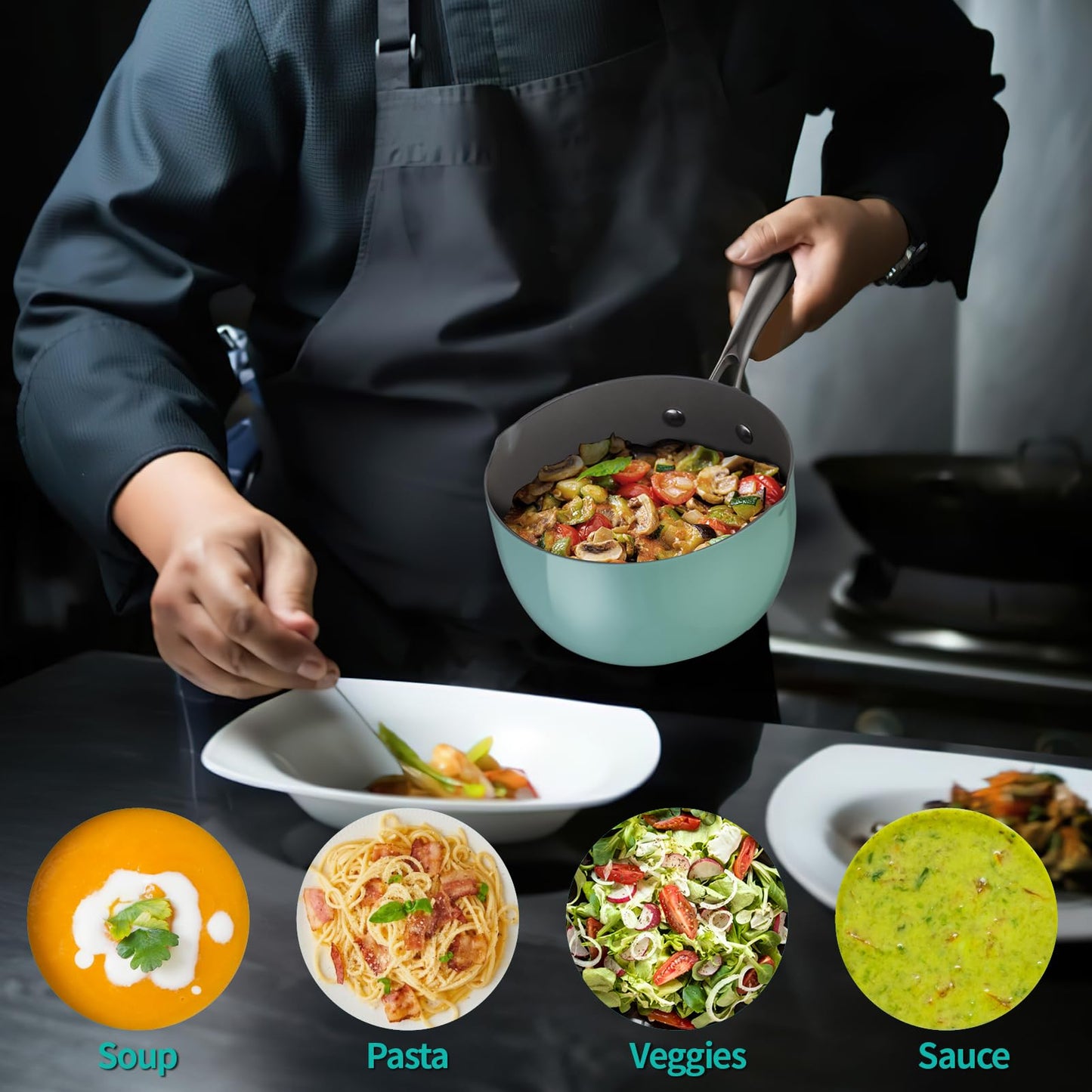 SLOTTET Nonstick Stainless Steel Saucepan with Lid