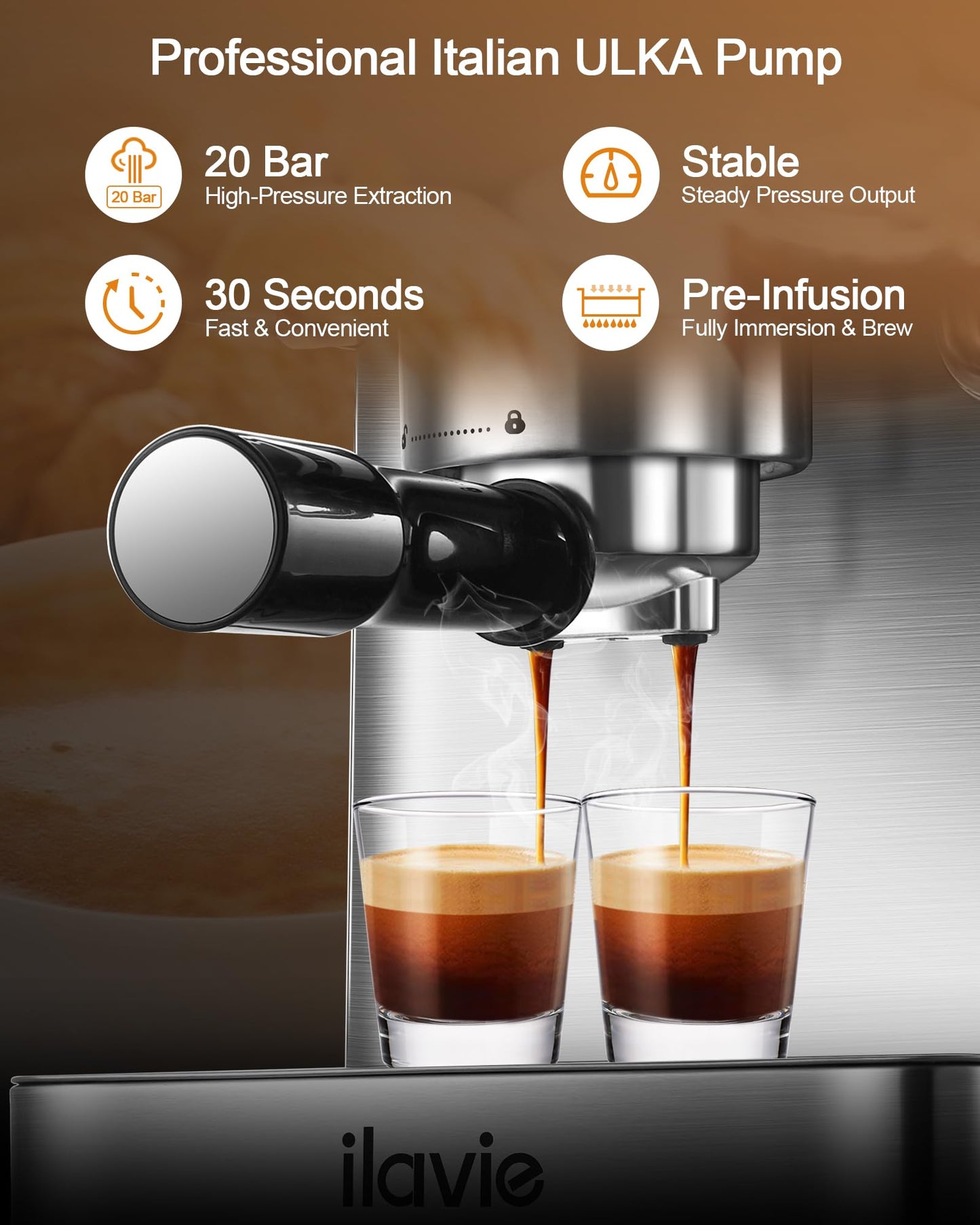 ILAVIE 20 Bar Espresso Machine with Milk Frother