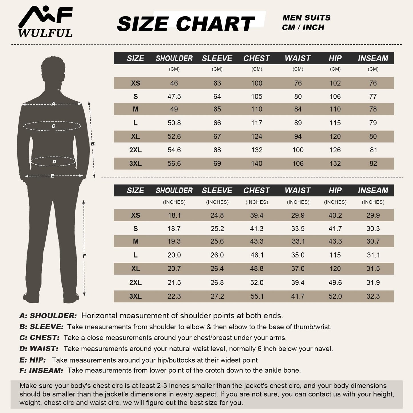Men's 2 Piece Slim Fit Suit Set WULFUL