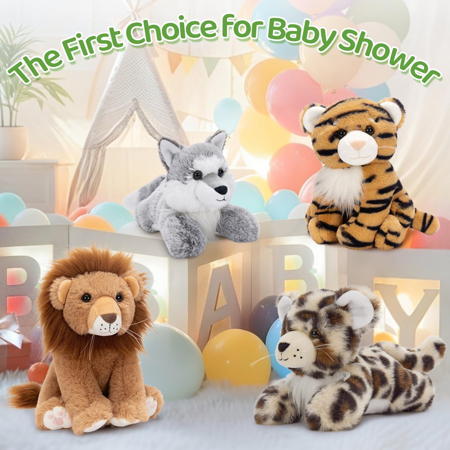 Jungle Stuffed Animals for Baby Shower Centerpieces