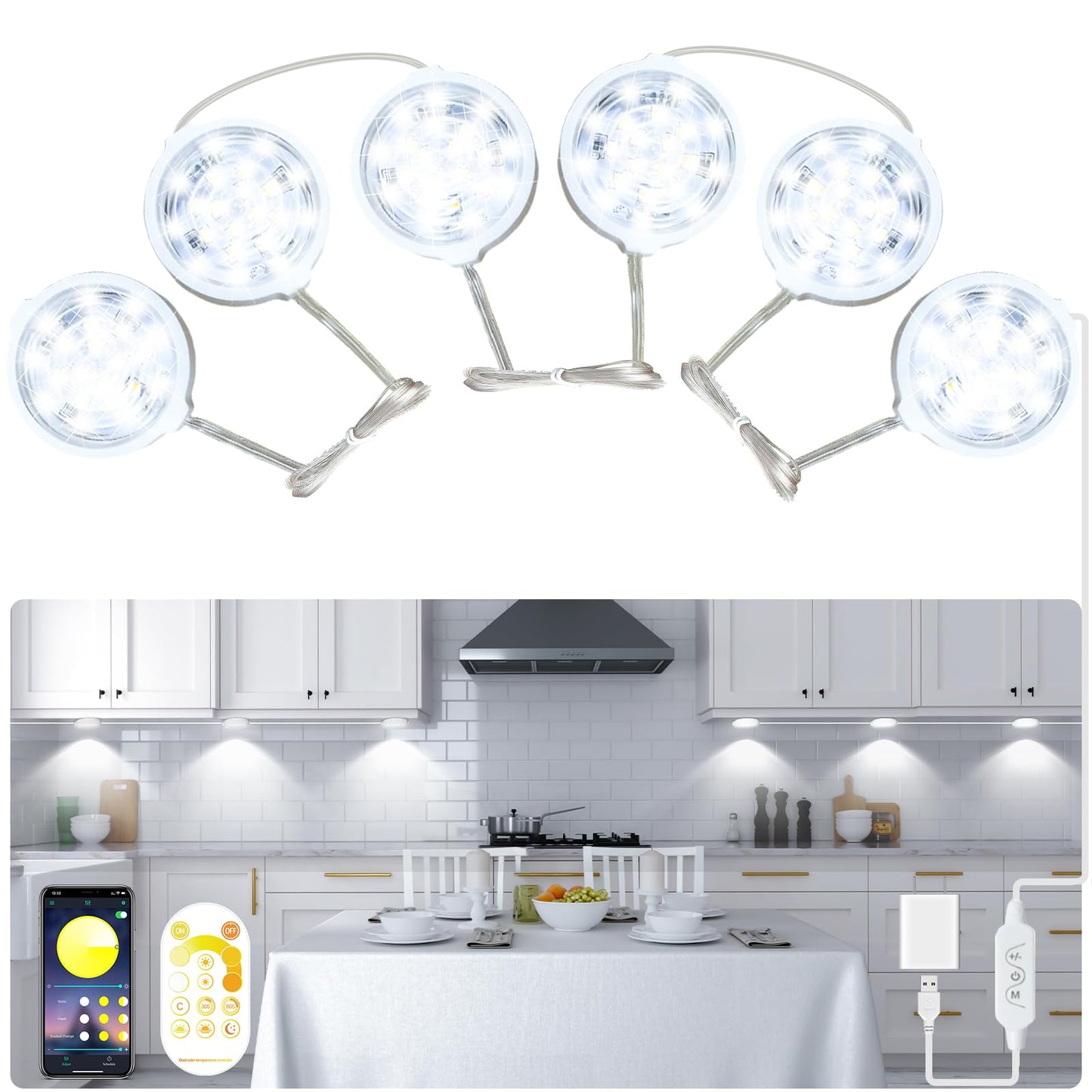 Dimmable Bluetooth LED Under Cabinet Lights
