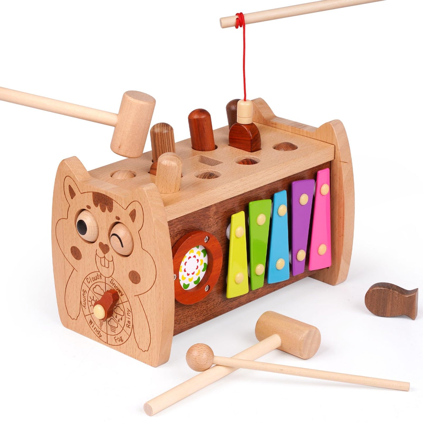 6-in-1 Wooden Montessori Hammer Toy for Toddlers