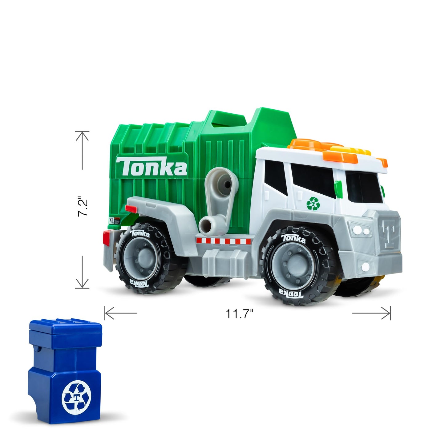 Tonka, Crank and Haul Garbage Truck- Made with Sturdy Plastic, White and Green Kid Powered Toy Construction Truck, Ages 3+ Boys and Girls, Kids, Toddlers, Christmas Birthday Gifts