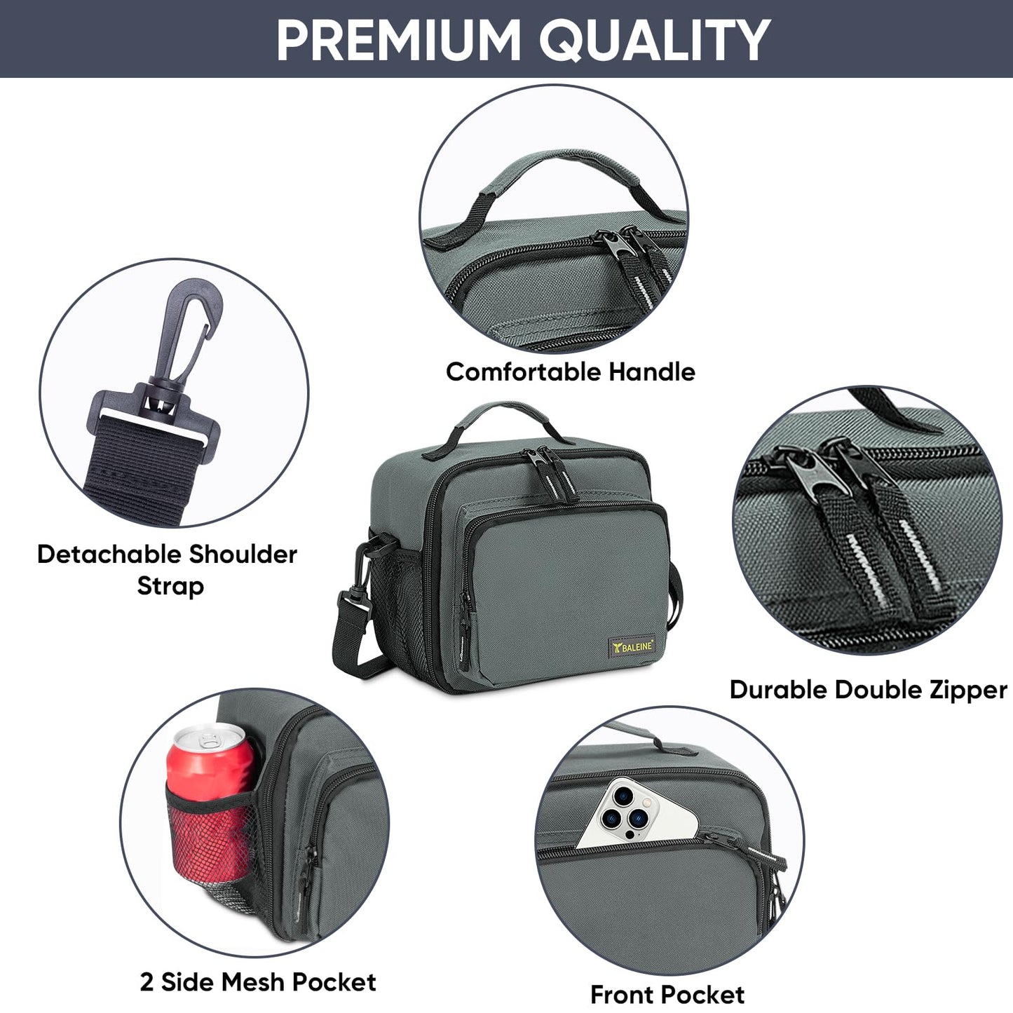 Insulated Lunch Bag with Adjustable Shoulder Strap