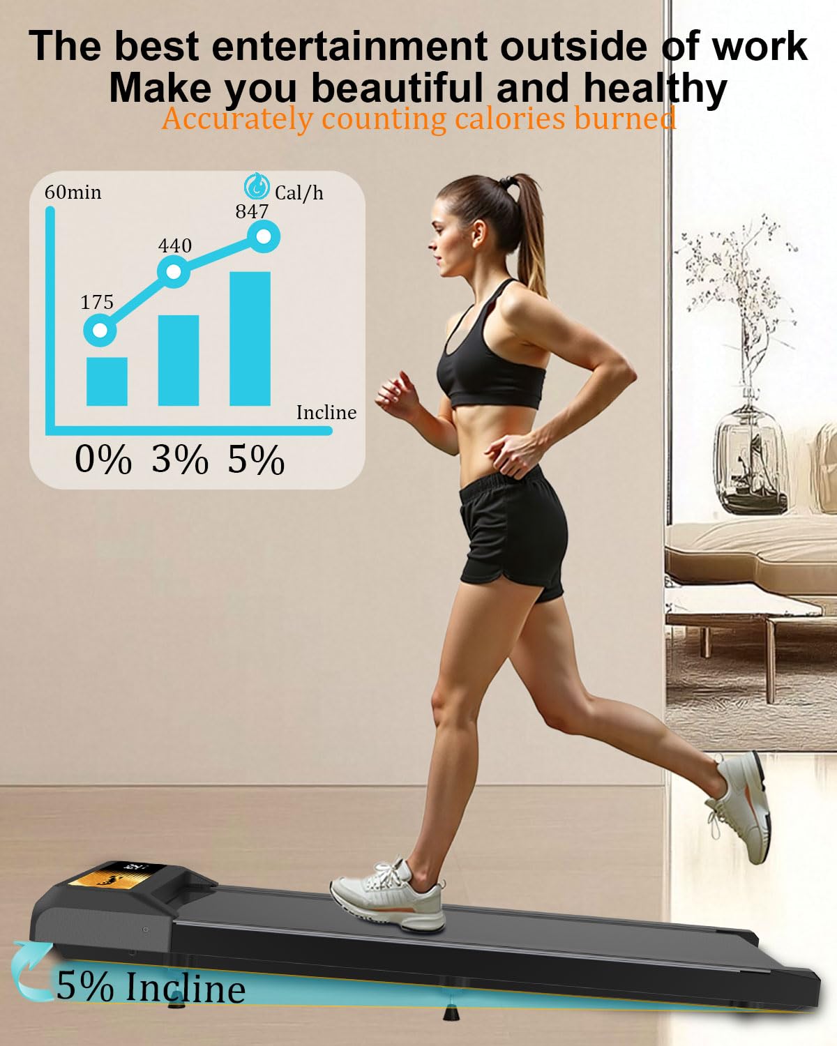 Under Desk Treadmill with Adjustable Incline & Speed